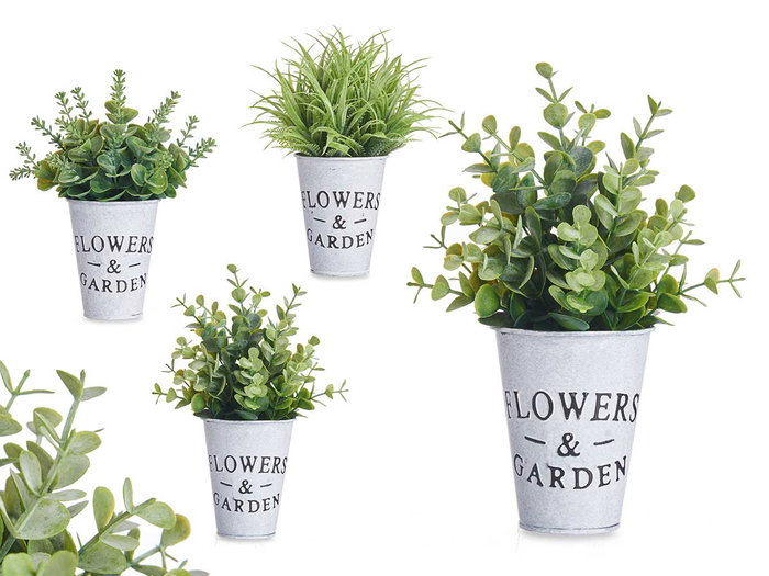 Ibergarden Plante Fleur Verte Vieillie Pot Métal 23 cm Assortis (Set de 12) Ibergarden Plante Fleur Verte Vieillie Pot Métal 23 cm Assortis (Set de 12)