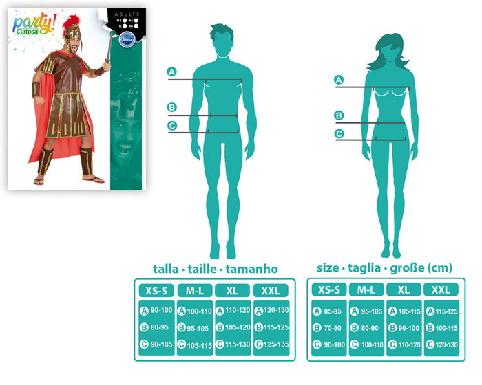 Costume Gladiateur Romain Homme Adulte Taille XS-S - Capuche Rouge, Tunique Brune, Casque, Protèges-poignets et Tibias - Polyester