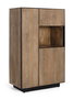 GINER Y COLOMER Buffet Haut en Bois de Mango Naturel 190 cm avec Ouverture à Pression et Cadre Métallique Noir - 90 x 47 x 141 cm