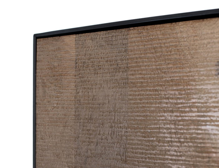 GINER Y COLOMER Buffet Haut en Bois de Mango Naturel 190 cm avec Ouverture à Pression et Cadre Métallique Noir - 90 x 47 x 141 cm