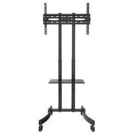 Fonestar STS-4664N Support au sol pour TV 37-70 pouces, inclinable, VESA 200x200 à 600x400, hauteur réglable, plateau équipement, noir