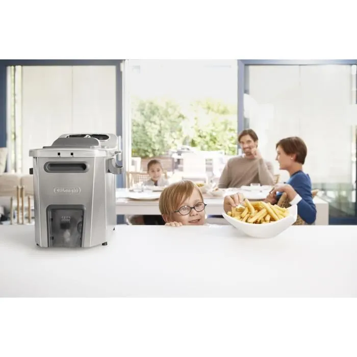 Delonghi FZ44851 Friteuse 5 L 3200 W Inox avec Zone Froide, Système Easy Clean et Compatible Lave-vaisselle - 29,3 x 41,7 x 23,2 cm
