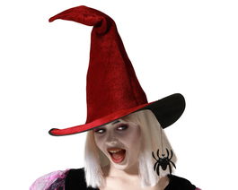 Chapeau de sorcière violet avec toile d'araignée et ruban noir pour Halloween - Costume de fête pour adultes et enfants