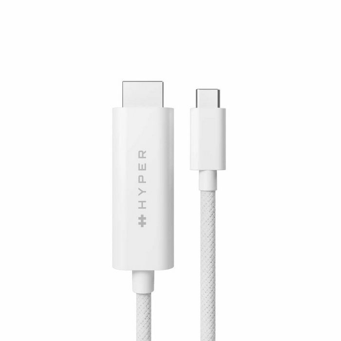 Hyper HyperDrive Câble USB-C vers HDMI 4K60Hz 8ft/2.5m Tressé - Blanc