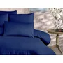 Parure de lit King 1 housse de couette 240 x 220 cm + 2 taies d'oreiller 60 x 60 cm en 70% polyester 30% coton bleu foncé
