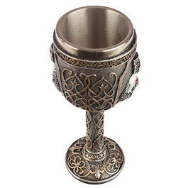 Copa Caballeros de las Cruzadas, Coupe décorative médiévale chevalier en résine avec pièces en acier inoxydable, Dimensions : 19,5 x 9 x 9 cm
