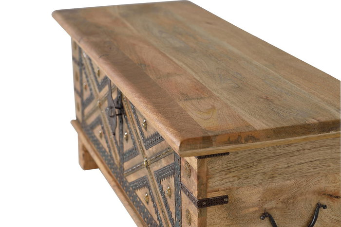 GINER Y COLOMER - Buffet en bois de manguier massif avec détails métal repoussé - Finition naturelle - 46 x 116 x 40 cm