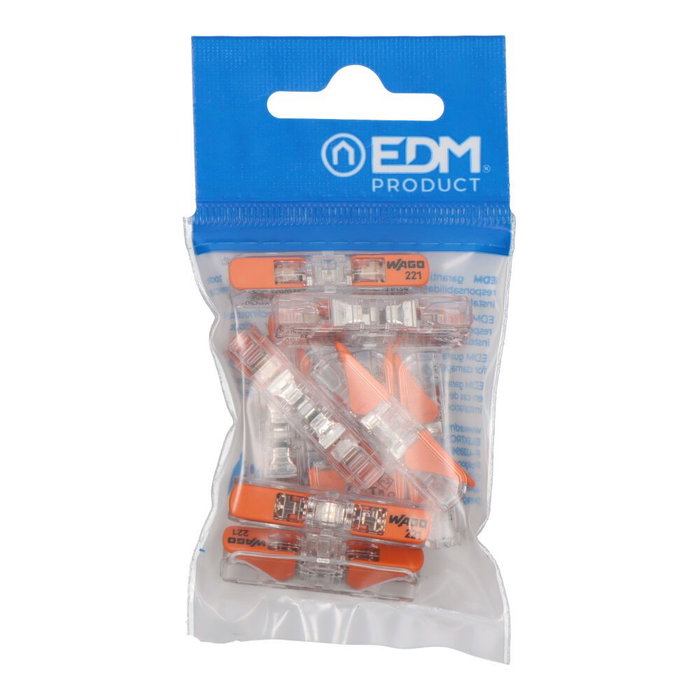 Wago 221-412 Connecteur rapide en ligne avec levier 2 voies, 0,2-4 mm², 450V 32A, transparent, 8,1x35,5x8,9mm, lot de 10 Wago 221-412 Connecteur rapide en ligne avec levier 2 voies, 0,2-4 mm², 450V 32A, transparent, 8,1x35,5x8,9mm, lot de 10