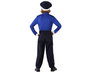Déguisement Policier pour Enfant Garçon, Ensemble avec Casquette, Chemise à Bande Croisée et Pantalon, Bleu et Rouge, Taille 3-4 Ans, 100% Polyester
