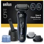 Braun Series 5 Rasoir électrique pour Homme - Noir et Bleu - Autonomie 50 min - Charge Rapide 5 min - Coffret avec Station de Nettoyage SmartCare