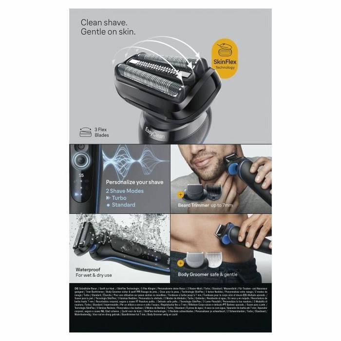 Braun Series 5 - Rasoir électrique Noir et bleu - Autonomie 50 min - Charge rapide 5 min