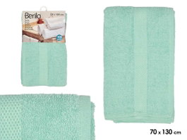 Berilo Serviette de toilette unie 70x130 cm Turquoise 80% coton 20% polyester (Set de 12)