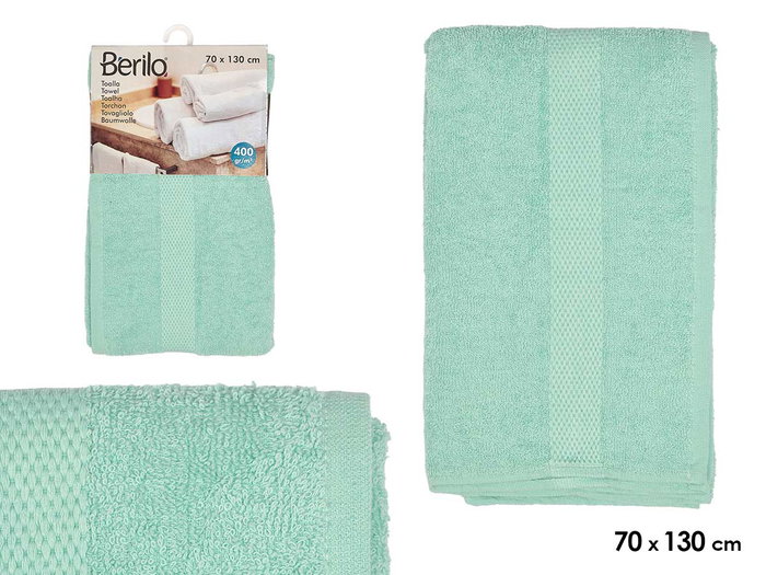 Berilo Serviette de toilette unie 70x130 cm Turquoise 80% coton 20% polyester (Set de 12) Berilo Serviette de toilette unie 70x130 cm Turquoise 80% coton 20% polyester (Set de 12)