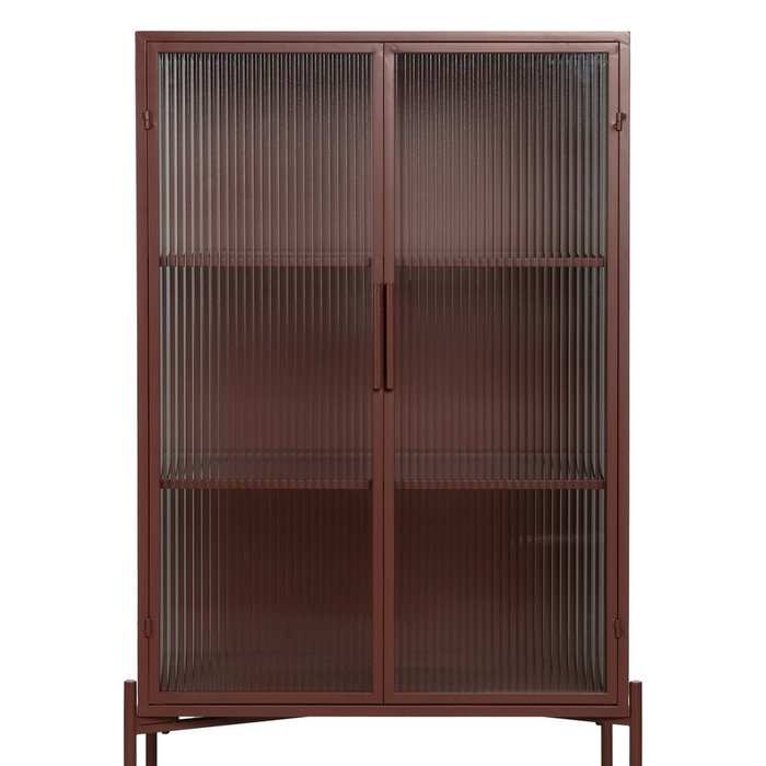 BigBuy Home Vitrine avec Double Porte en Cristal Tuile Verre et Fer