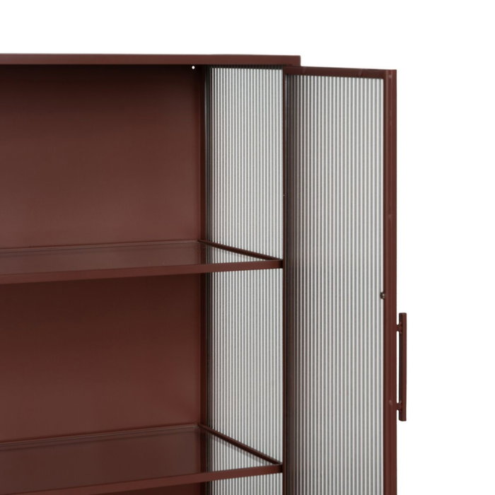 BigBuy Home Vitrine avec Double Porte en Cristal Tuile Verre et Fer