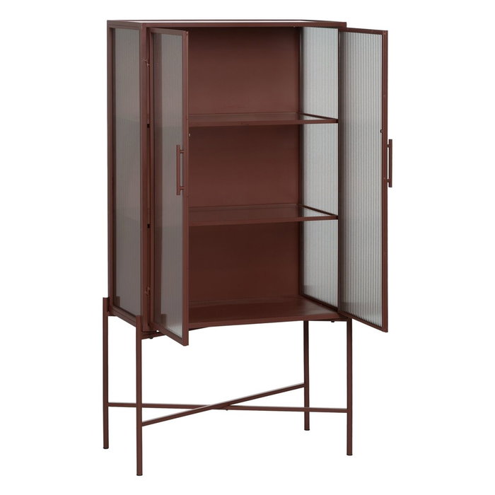 BigBuy Home Vitrine avec Double Porte en Cristal Tuile Verre et Fer