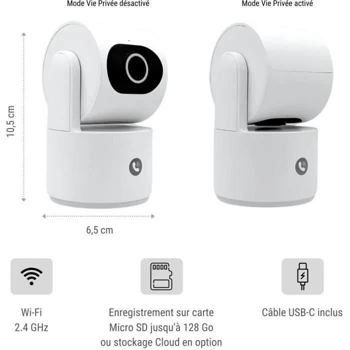 Konyks Camini Care 2 - Caméra de surveillance WiFi intérieure avec sirène et bouton d'appel vidéo - Vision nocturne 10 m - Détection de mouvement Konyks Camini Care 2 - Caméra de surveillance WiFi intérieure avec sirène et bouton d'appel vidéo - Vision nocturne 10 m - Détection de mouvement