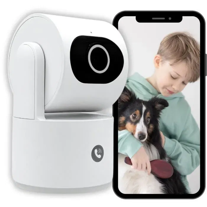 Konyks Camini Care 2 - Caméra de surveillance WiFi intérieure avec sirène et bouton d'appel vidéo - Vision nocturne 10 m - Détection de mouvement Konyks Camini Care 2 - Caméra de surveillance WiFi intérieure avec sirène et bouton d'appel vidéo - Vision nocturne 10 m - Détection de mouvement