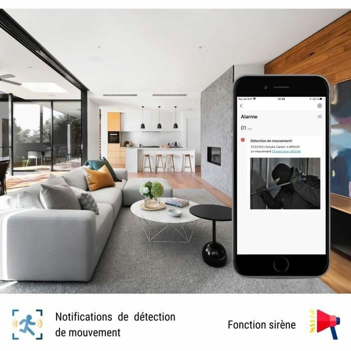 Konyks Camini Care 2 - Caméra de surveillance intérieure Wi-Fi avec sirène et bouton d'appel vidéo