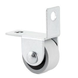 Q&Q Roue fixe avec aro de goma gris Kety-S - Roulette pour meuble avec support escuadra en acier zingué - Diamètre 25 mm, Hauteur 28 mm