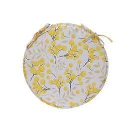KSD Coussin rond polyester imprimé pour extérieur ø39 x 4 cm UV résistant avec liens déhoussable