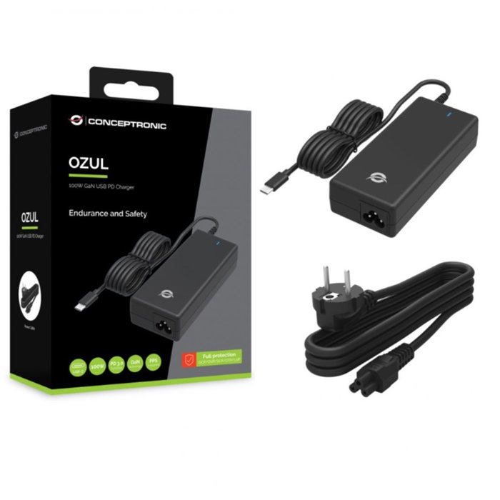 Conceptronic Chargeur Universel Portable 100W GaN USB-C PD 3.0 avec câble 270 cm