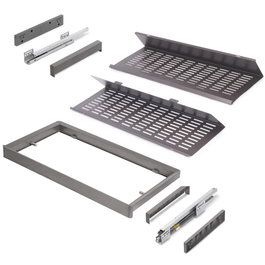 Emuca Kit de range-chaussures extractible pour armoires Quartz, réglable, module 900mm, Acier, aluminium et plastique, Titane