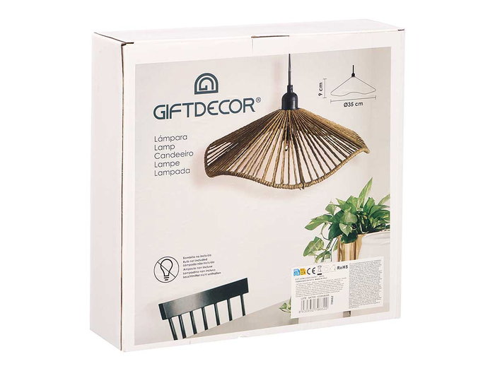 Giftdecor Lampe de Plafond 35 cm Vuelo Corde Métal Papier Plastique Noir Marron (Set de 6)