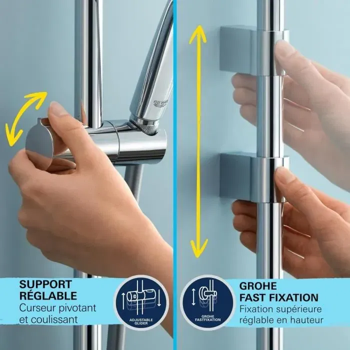 GROHE Ensemble de douche Vitalio Start 110 27942001 avec pommeau 1 jet, barre 60 cm, flexible 1,75 m et technologie économie d'eau - Chromé