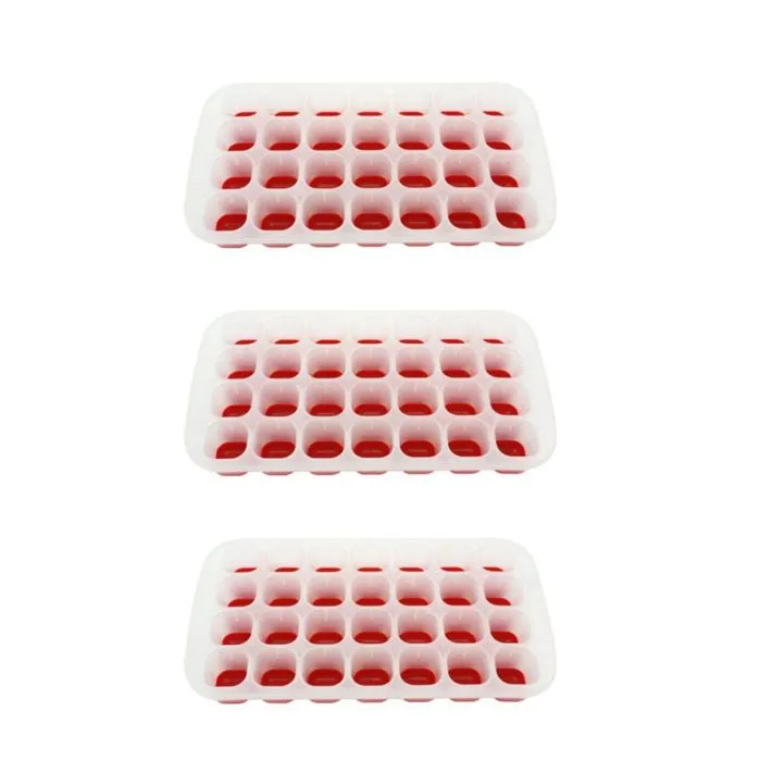 Fackelmann Lot de 3 bacs à glaçons roses - 28 glaçons par bac Fackelmann Lot de 3 bacs à glaçons roses - 28 glaçons par bac