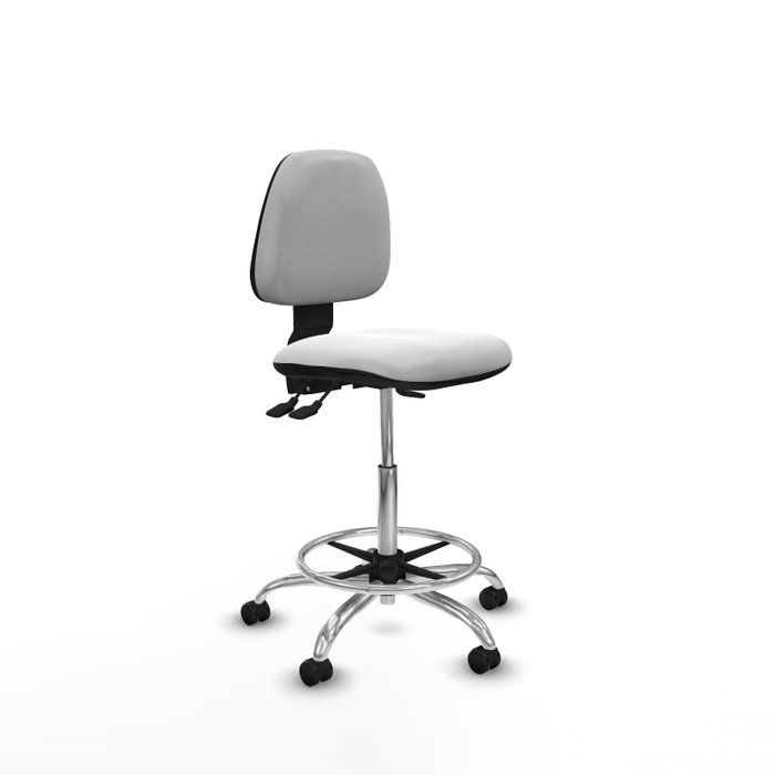 PIQUERAS Y CRESPO Tabouret Isso Asynchrone Tissu Blanc Structure chromée PIQUERAS Y CRESPO Tabouret Isso Asynchrone Tissu Blanc Structure chromée