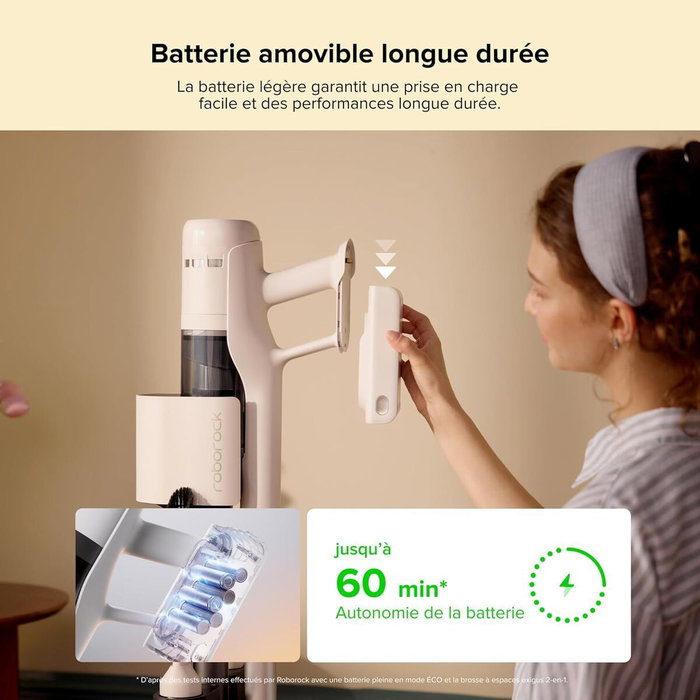 Roborock H60 Hub - Aspirateur Balai sans Fil avec Station de Vidage Automatique