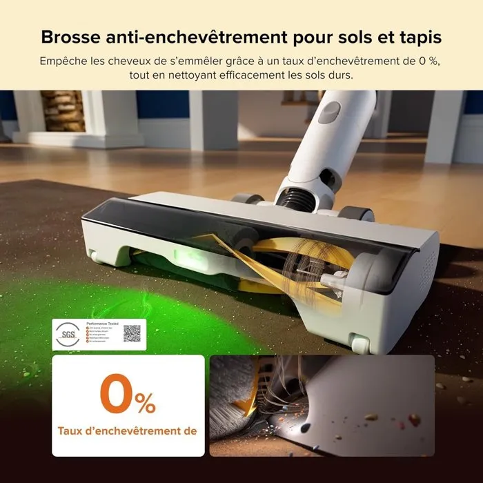 Roborock H60 Hub - Aspirateur balai sans fil avec station de vidage automatique - Autonomie 60 min - 115 AW - Batterie amovible