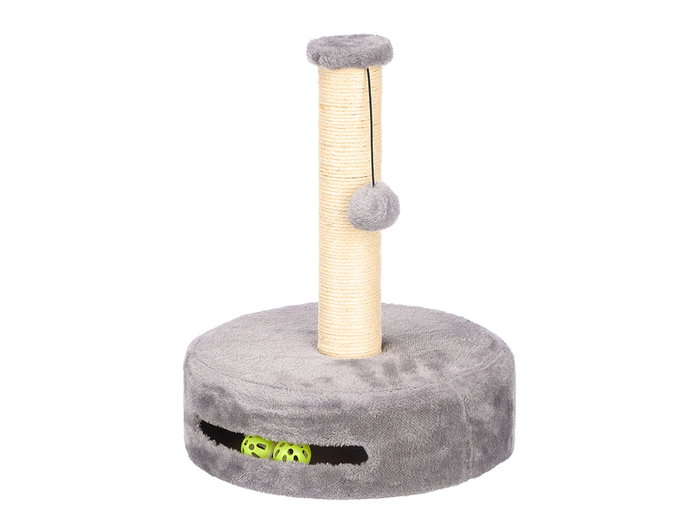 Mascow Arbre à chat colonne base ronde 34x44x34 cm gris marron plastique et tissu (Set de 4)