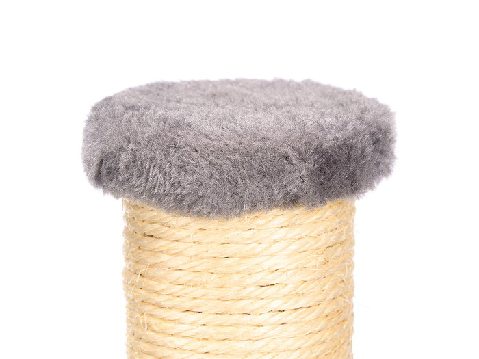 Mascow Arbre à chat colonne base ronde 34x44x34 cm gris marron plastique et tissu (Set de 4)