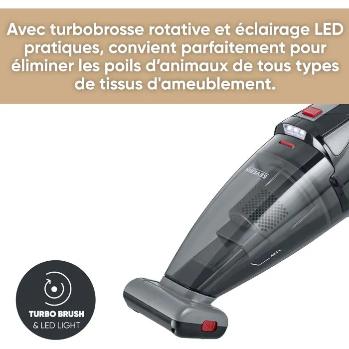 Severin HV7147 - Aspirateur main et balai 2 en 1 - 5500 Pa - Autonomie 50 min - Réservoir 650 ml - Noir/Gris/Rouge