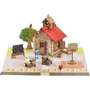 Jeujura - L'école du Village - Jeu de Construction en Bois - 125 Pièces - Valisette - À Partir de 5 Ans