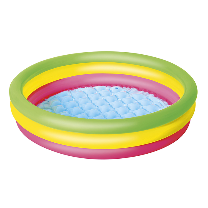 Bestway Piscine Gonflable Enfant 3 Anneaux Fond Rembourré 102x25 cm +2 Ans Jardin 51104