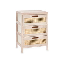 Gift Decor Caisson à Tiroirs Rattan Naturel 3 Tiroirs