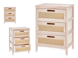 Gift Decor Caisson à Tiroirs Rattan Naturel 3 Tiroirs
