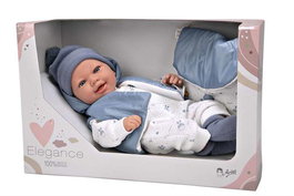 Muñecas Arias - Poupée Elegance 45 cm bleue avec sac à dos (poupée de poids) - Version espagnole