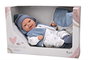 Muñecas Arias - Poupée Elegance 45 cm bleue avec sac à dos (poupée de poids) - Version espagnole
