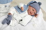 Muñecas Arias - Poupée Elegance 45 cm bleue avec sac à dos (poupée de poids) - Version espagnole