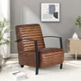 GINER Y COLOMER Fauteuil Style Industriel en Cuir Naturel Marron avec Structure Métal Noir - Dimensions 75x82x82 cm