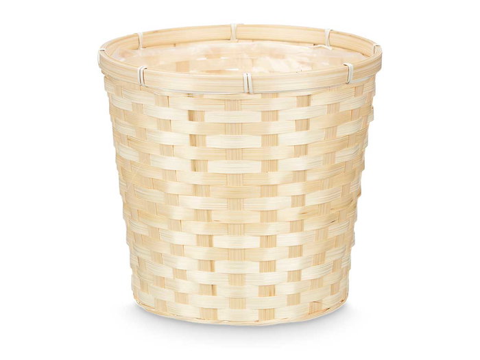 Ibergarden Cache-pot Rond en Bambou Tressé Naturel 25x24 cm (Set de 24)