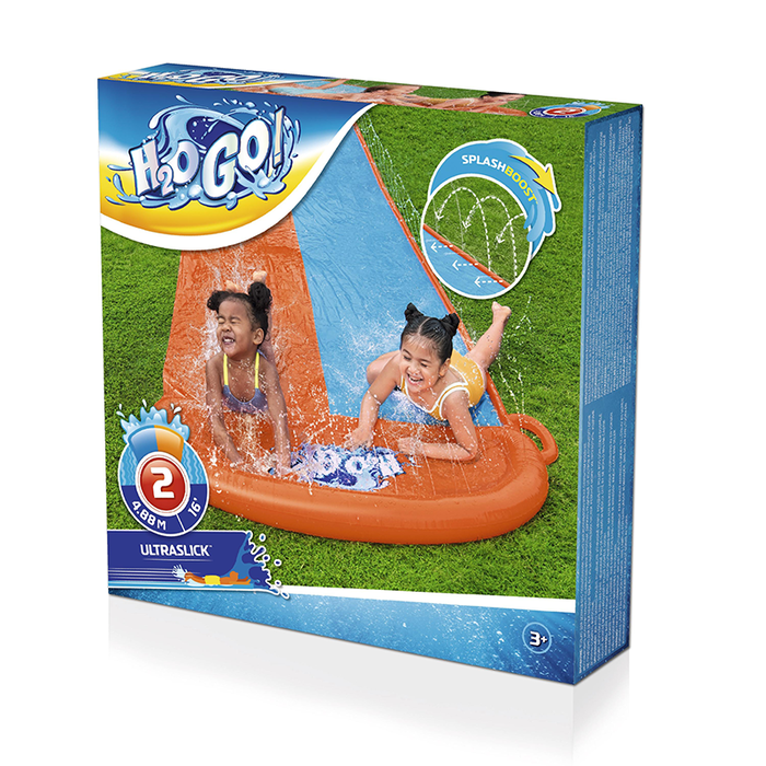 Bestway 52328 Piste Glissante Double 488x138 cm avec Eau +3 Ans Jardin