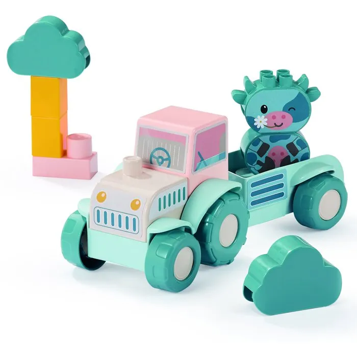 Ecoiffier - Tracteur de ferme et Personnages - Jeu de construction 25 pièces - Pour enfants +12 mois