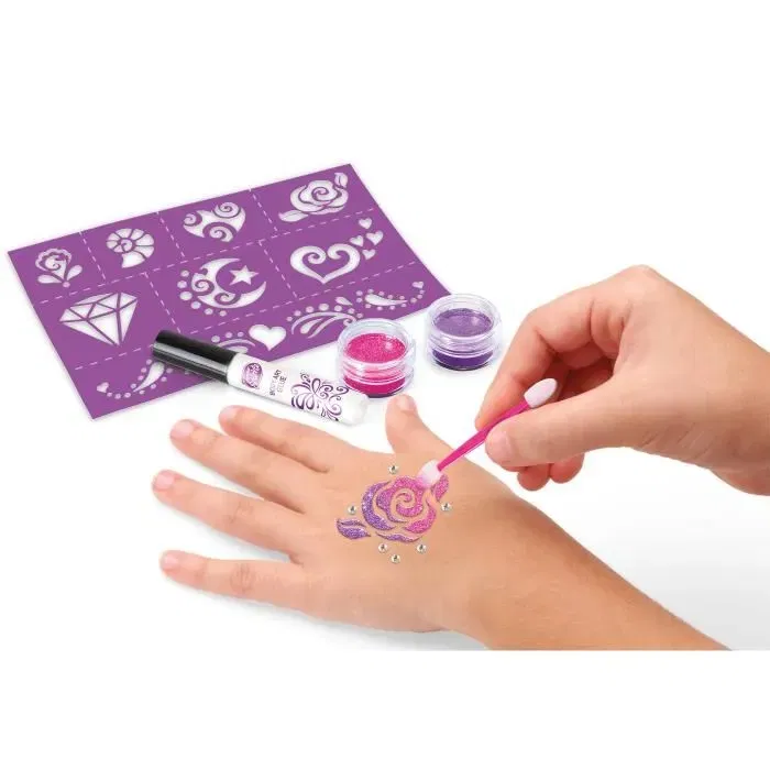Crazart Lexibook - Kit de beauté et créatif 3 en 1 avec paillettes, stylos craie et tatouages pour enfants, accessoires cheveux, corps et ongles Crazart Lexibook - Kit de beauté et créatif 3 en 1 avec paillettes, stylos craie et tatouages pour enfants, accessoires cheveux, corps et ongles