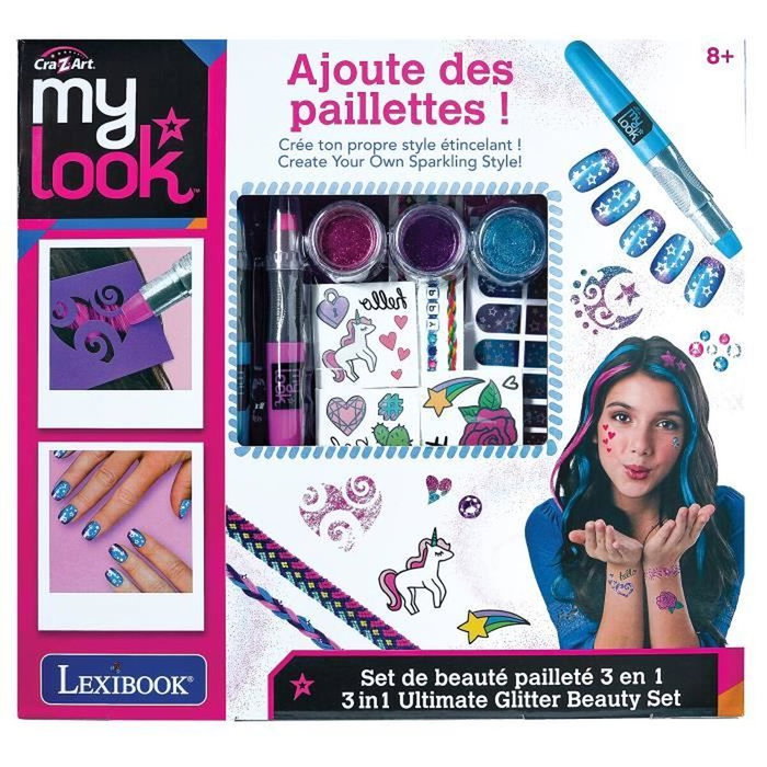 Lexibook Kit de beauté 3 en 1 pailleté Crazart