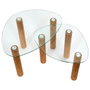 Home Deco Factory Ensemble de 2 tables gigognes irrégulières en verre et bois